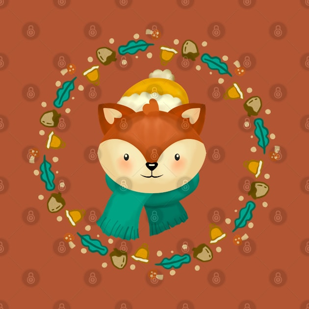 Christmas Fox Wreath by i am Cuta