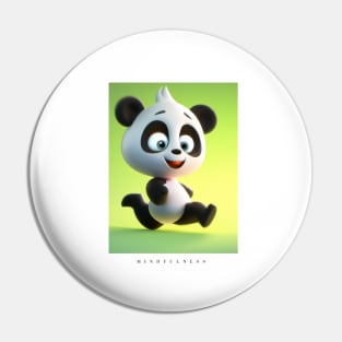 Mindfulness Panda Bear 3D Digital Art Pin