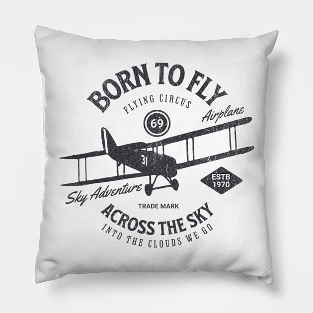 Aviator's Dream - "Born to Fly" Vintage Airplane Pillow by Contentarama