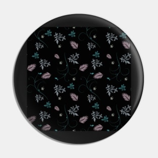 Black romantic floral pattern Pin