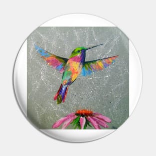 Hummingbird and flower Pin