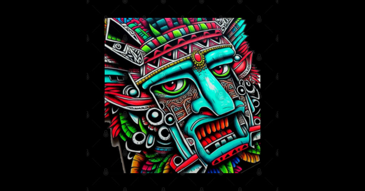 Aztec tribal warrior aztec illustration sticker teepublic