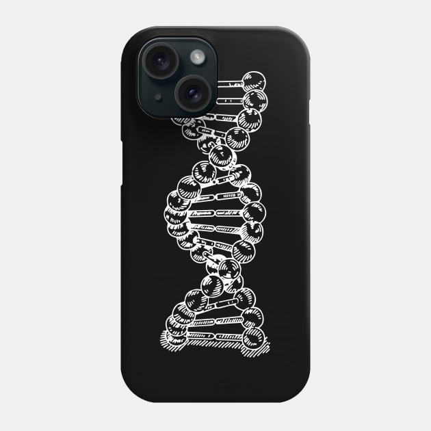 DNA Strand Helix Genetics Life Sciences Biology White Phone Case by RetroGeek