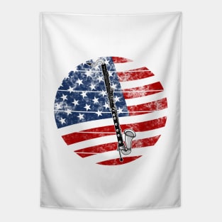 Bass Clarinet USA Flag Clarinetist Musician 4th July Tapestry