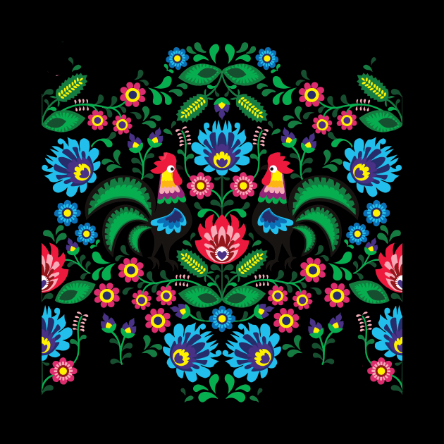 Polish traditional ornament on the black background by MashaVed