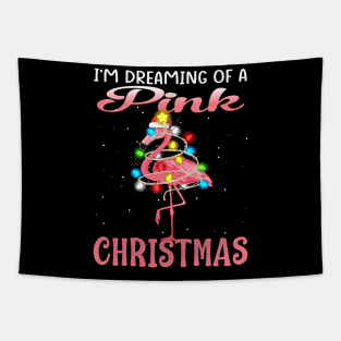 Flamingo Christmas I'm Dreaming Of A Pink Christmas Tapestry