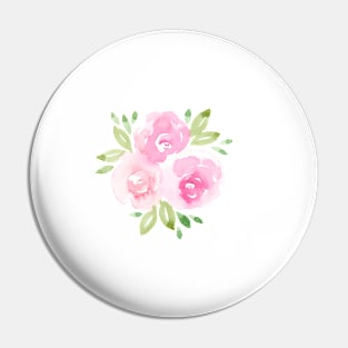 Watercolor Roses and Peonies in delicate Pinks Pin