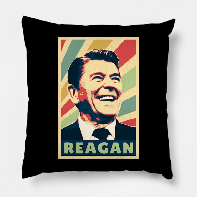 Ronald Reagan Vintage Colors Pillow by Nerd_art