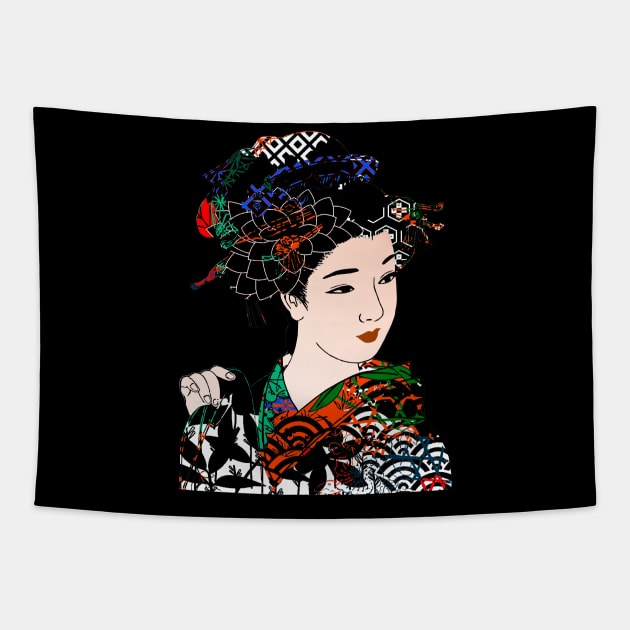 Japanese Geisha Chrysanthemum Kimono 105 Tapestry by dvongart