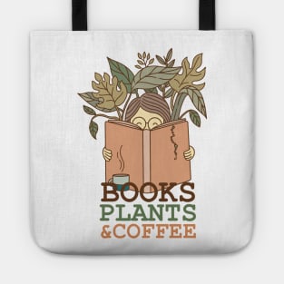 Books Plants and Coffee Tote