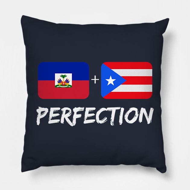 Haitian And Puerto Rican Flag Perfection Heritage Gift Pillow by Just Rep It!!