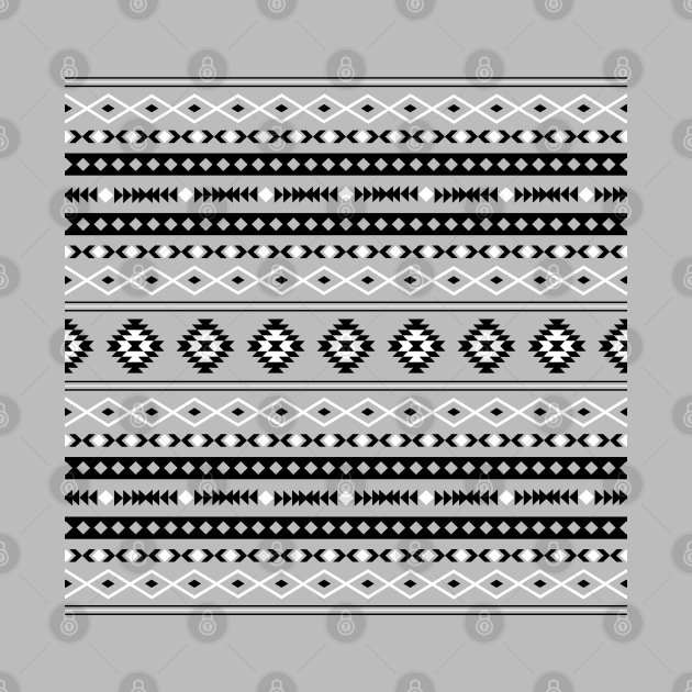 Aztec Black White Grey Mixed Motifs Pattern by NataliePaskell