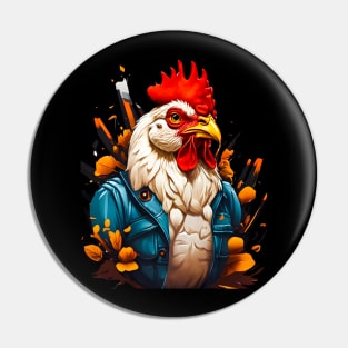 Rooster In The Jacket Illustration! Pin