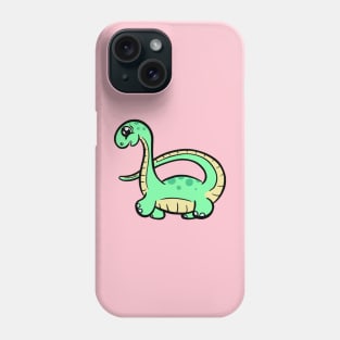 Cute Green diplodocus dinosaur cartoon character Phone Case