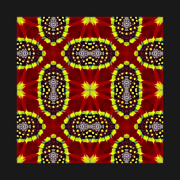 Red Yellow Chysanthemum Pattern Number 4 by BubbleMench