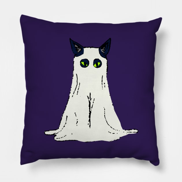 Spooky Kitty Cat - Cat Ghost Costume Pillow by mareescatharsis