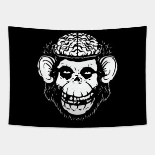 Monkey Brains INK skull on colors Tapestry