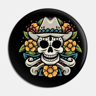 Cowboy Skull tattoo art Pin