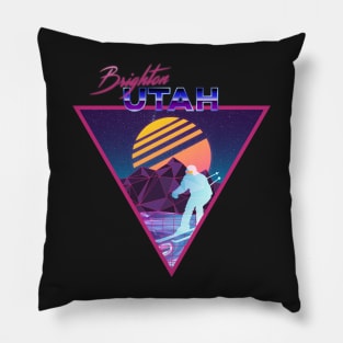 Retro Vaporwave Ski Mountain | Brighton Head Utah | Shirts, Stickers, and More! Pillow