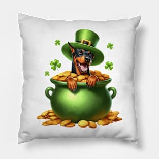 St Patricks Day Doberman Pinscher Dog Pillow