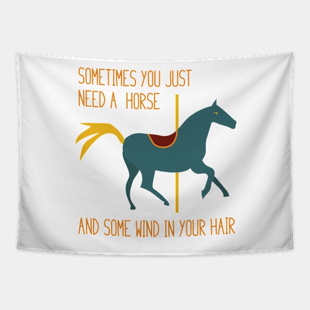 Funny Horse Wind in Your Hair Tapestry by whyitsme