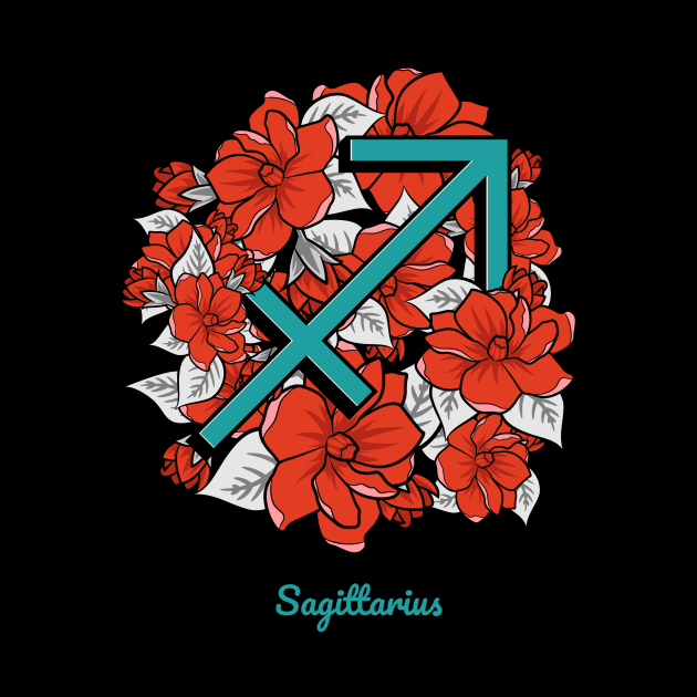 Floral Zodiac Sign Sagittarius Gift Women Men by teeleoshirts