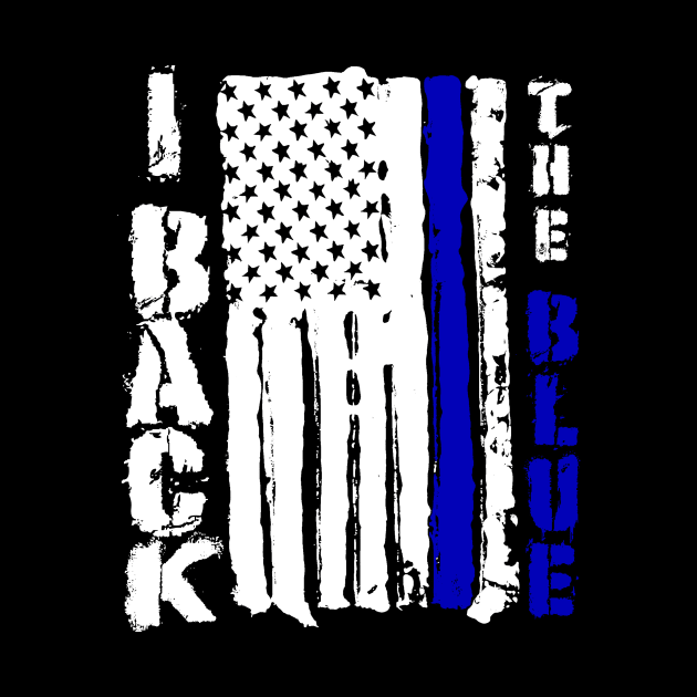 I Back the Blue American Police Support Blue Line by Bezra