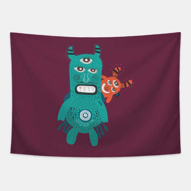 A Pair of Alien Visitors Tapestry by PatrioTEEism