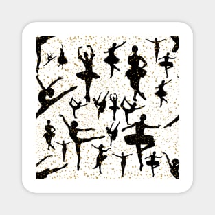 Black and White Ballerina Pattern Magnet