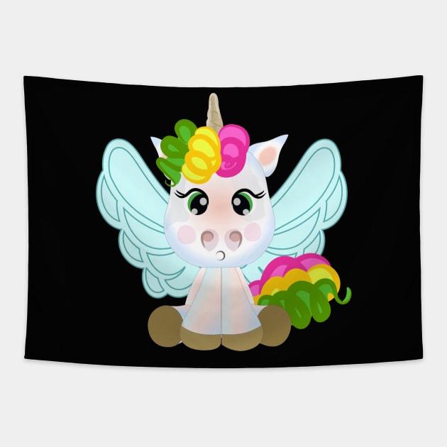 Unicornio bebé Tapestry by leeloolook