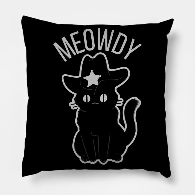 Meowdy Texas Cowboy Cat Pillow by FullOnNostalgia
