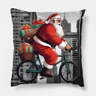 Santa on bike Pillow