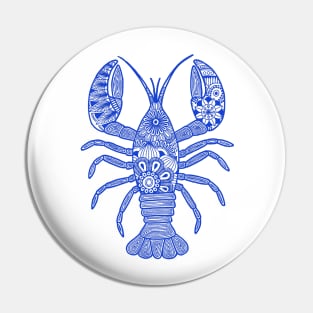 Lobster (blue and white vertical) Pin