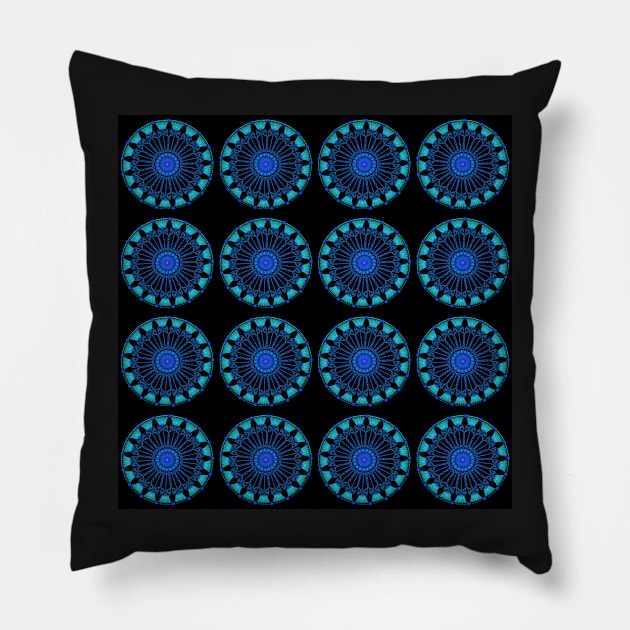 CIRCLES AND ORBS Blue PinWheels Abstract Pillow by Overthetopsm