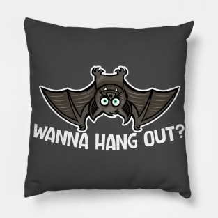 Funny Bat Wanna Hang Out? // Cute Halloween Pillow