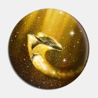 starry whale in golden space Pin