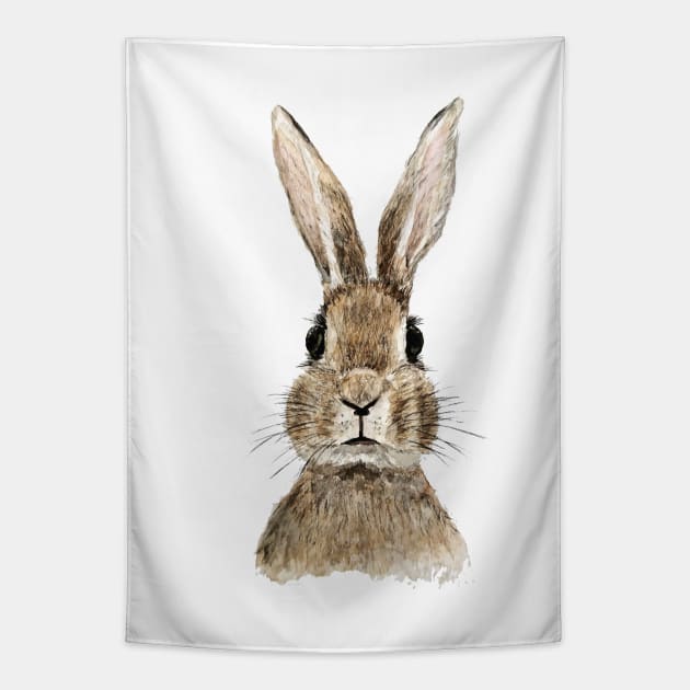 cute innocent rabbit watercolor Tapestry by colorandcolor