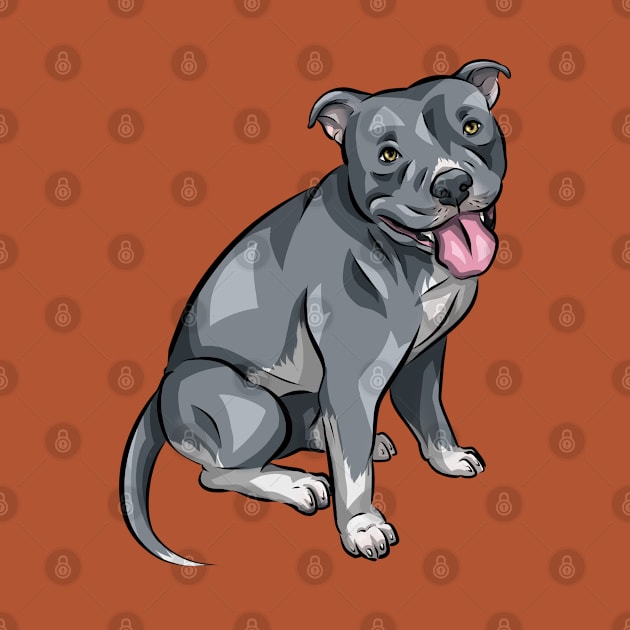 Cute Blue American Bully Dog by Shirin Illustration