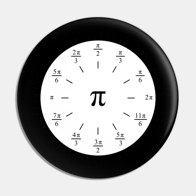 Pi Radians Clock face - Unit Circle Pin by Rupert Russell