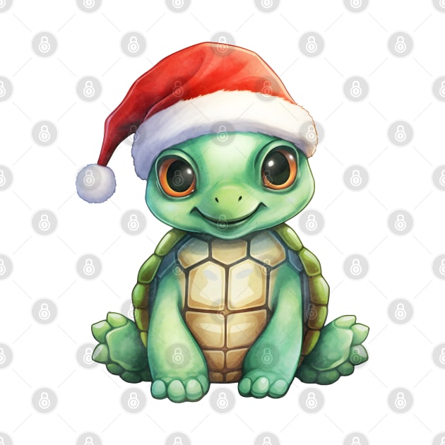 Green Sea Turtle in Santa Hat by Chromatic Fusion Studio