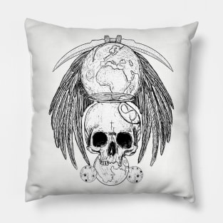 Macabre Goth Skull Head Pillow