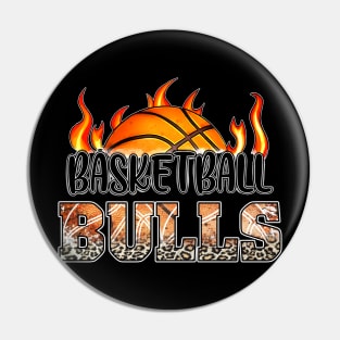 Classic Basketball Design Bulls Personalized Proud Name Pin
