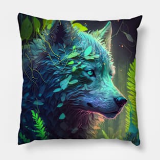 Wolf Animal Portrait Painting Wildlife Outdoors Adventure Pillow