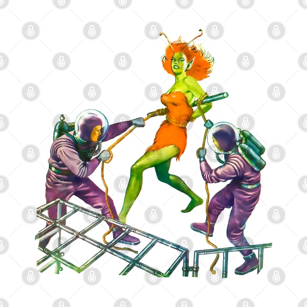 Tied Prisoner Alien Girl 1954 Martian Woman The Final Figure Comic Retro Science Fiction Vintage Pin Up Girl by REVISTANGO