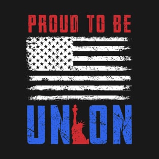 Proud To Be Union Workers Skilled Worker US Flag Labor Day T-Shirt