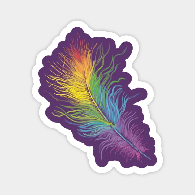 Rainbow Feather-purple Magnet by mernstw