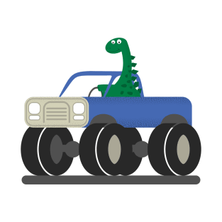 Dino rides in a monster track. T-Shirt