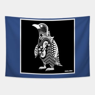 dark penguin in ecopop cute pattern Tapestry