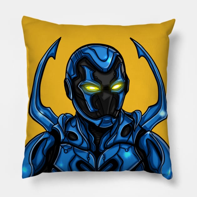 Blue Beetle Pillow by Revel-Arts