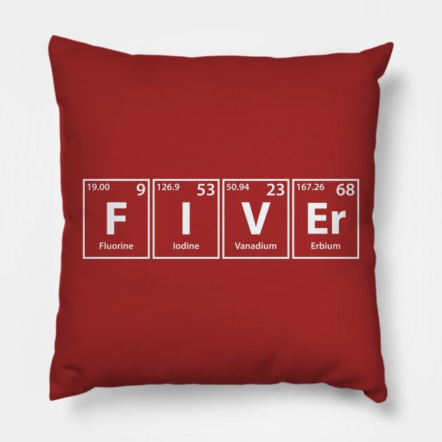 Fiver (F-I-V-Er) Periodic Elements Spelling Pillow by cerebrands